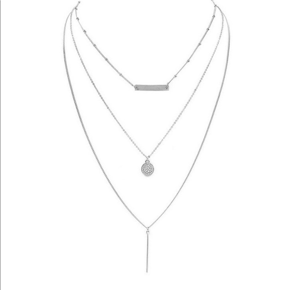 Triple Layered Bar & Disc Necklace